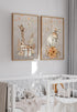 Zestaw 2 Plakatów Boho Żyrafa Rose Gold + 2 Ramki Dębowe 50x70cm